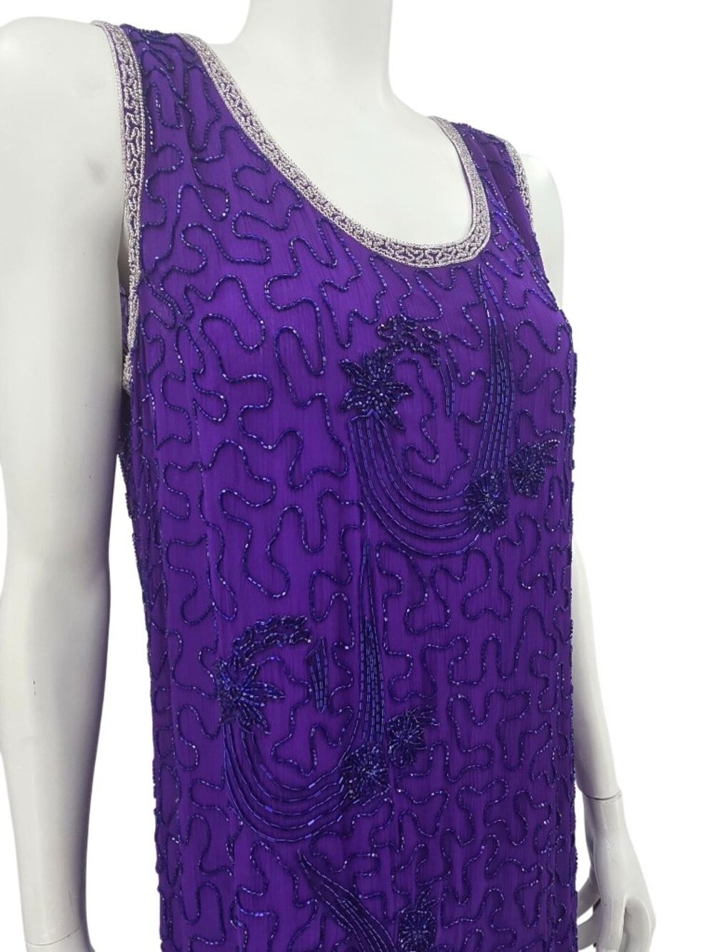 Judith Ann Creations Vintage Purple Silk Sleeveless Dress Medium
